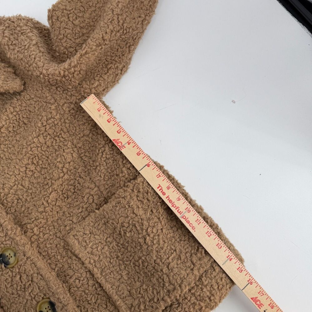 FREE PEOPLE Coat Jacket So Soft Cozy Camel Brown Teddy Sherpa Boho Softgirl Sz L - Picture 11 of 12